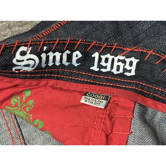 Vintage Y2K Coogi Baggy Wide Leg Jeans Men's 44x35 Embroidered Jnco Style Pants - Picture 4 of 6